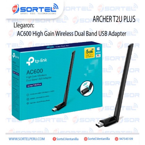 Adaptador USB Wifi TP-LINK Archer T2U PLUS / AC600 / 1 Antena